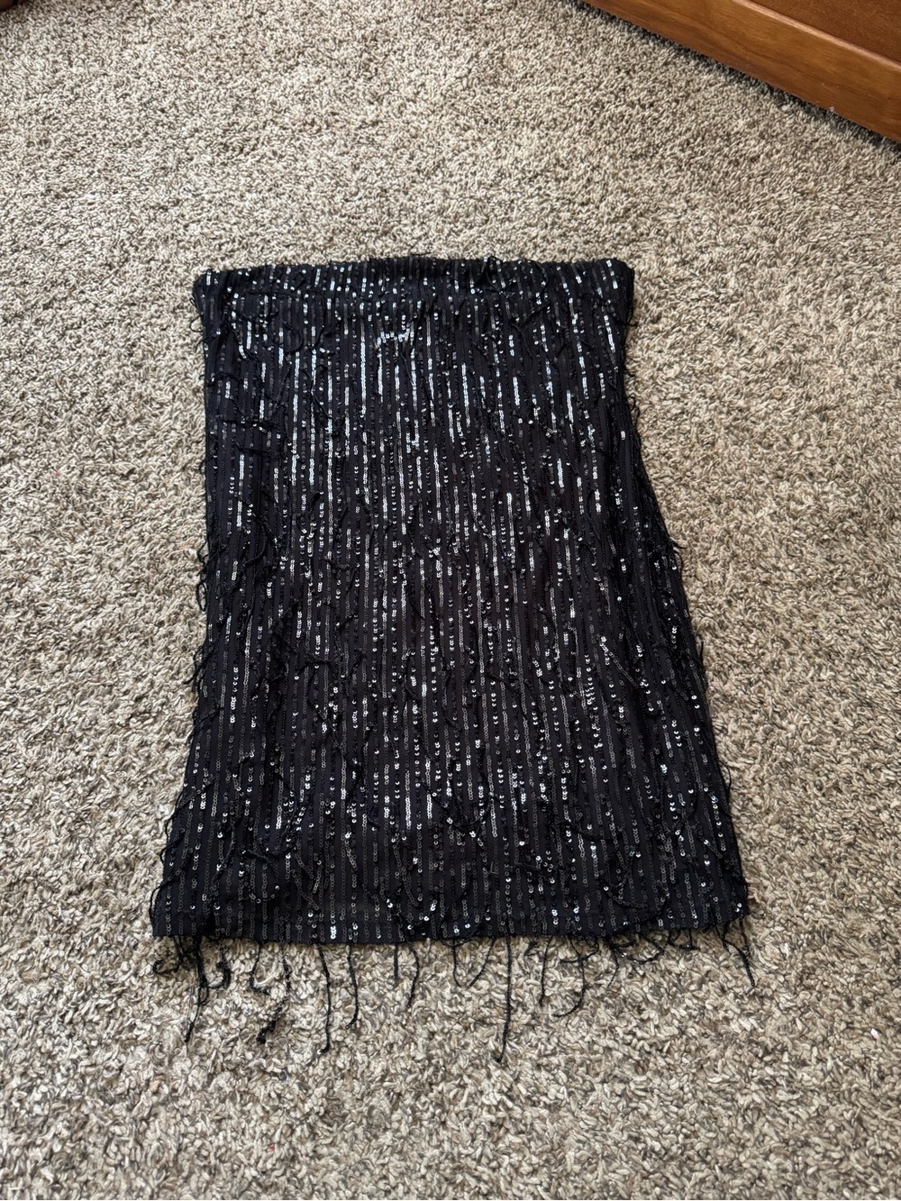wild fable Black Strapless Sequin Fringe Dress